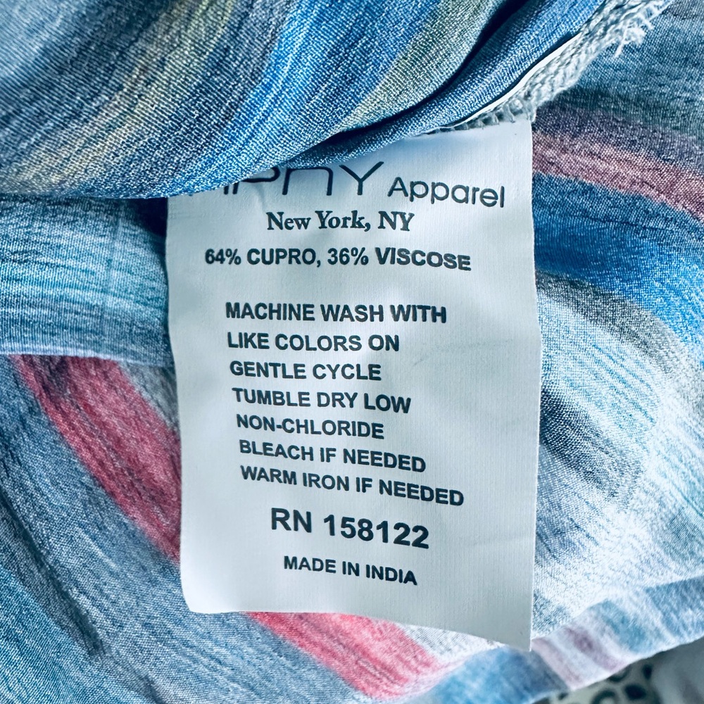 APNY Vertical Stripe Blouse with Buttons / Large / Blue - Picture 6 of 8